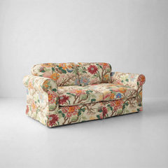 Barton 2-Seater Sofa with Big Back Cushions in Magnolia Cream Blue - Handmade to Order in the USA
