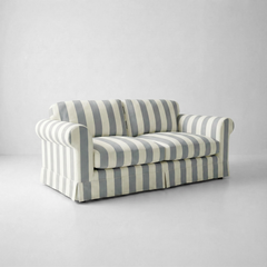 Barton 2-Seater Sofa with Big Back Cushions in Garden Grey Stripe - Handmade to Order in the USA