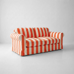 Barton 2-Seater Sofa with Big Back Cushions in Petunia Stripe - Handmade to Order in the USA