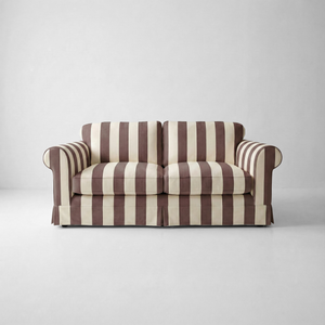 Barton 2-Seater Sofa with Big Back Cushions in Chocolate Stripe - Handmade to Order in the USA