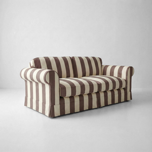 Barton 2-Seater Sofa with Big Back Cushions in Chocolate Stripe - Handmade to Order in the USA