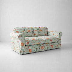 Barton 2-Seater Sofa with Big Back Cushions in Wildwood Duck Egg - Handmade to Order in the USA