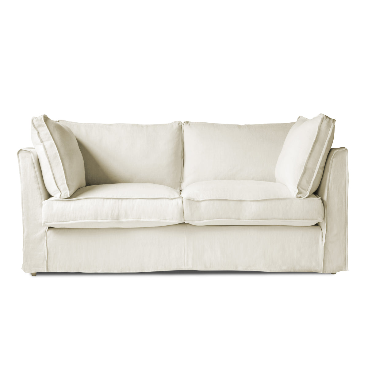 Coco 2.5 seater sofa with Self Piped Box Edge cushion in Cotton Linen Cool Coconut - Hand Made in USA