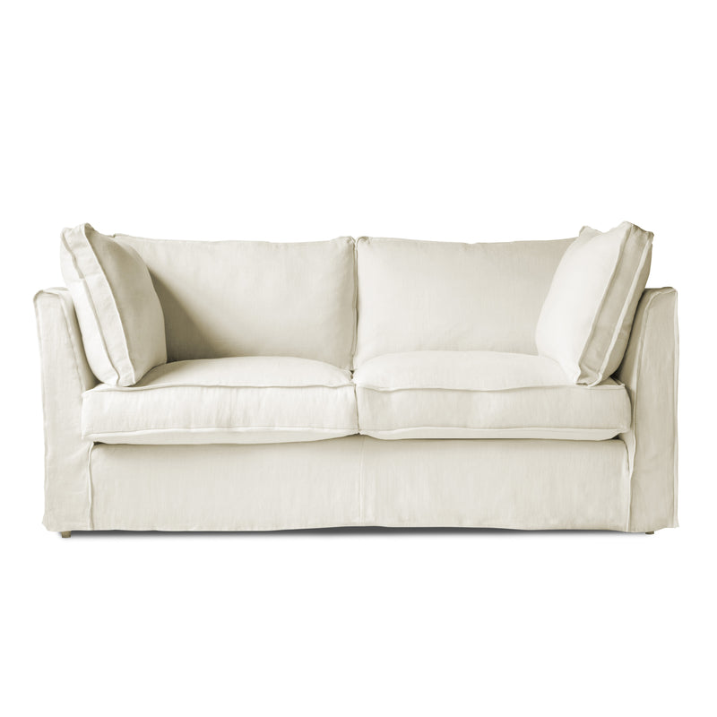 Coco 2.5 seater sofa with Self Piped Box Edge cushion in Cotton Linen Cool Coconut - Hand Made in USA