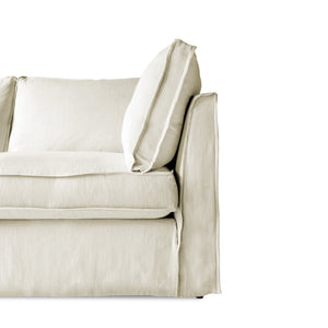 Coco 2.5 seater sofa with Self Piped Box Edge cushion in Cotton Linen Cool Coconut - Hand Made in USA