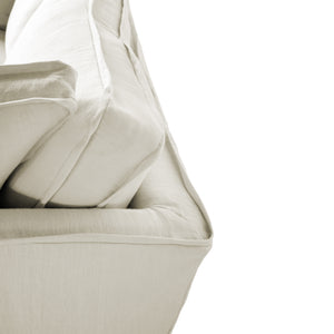 Coco 2.5 seater sofa with Self Piped Box Edge cushion in Cotton Linen Cool Coconut - Hand Made in USA