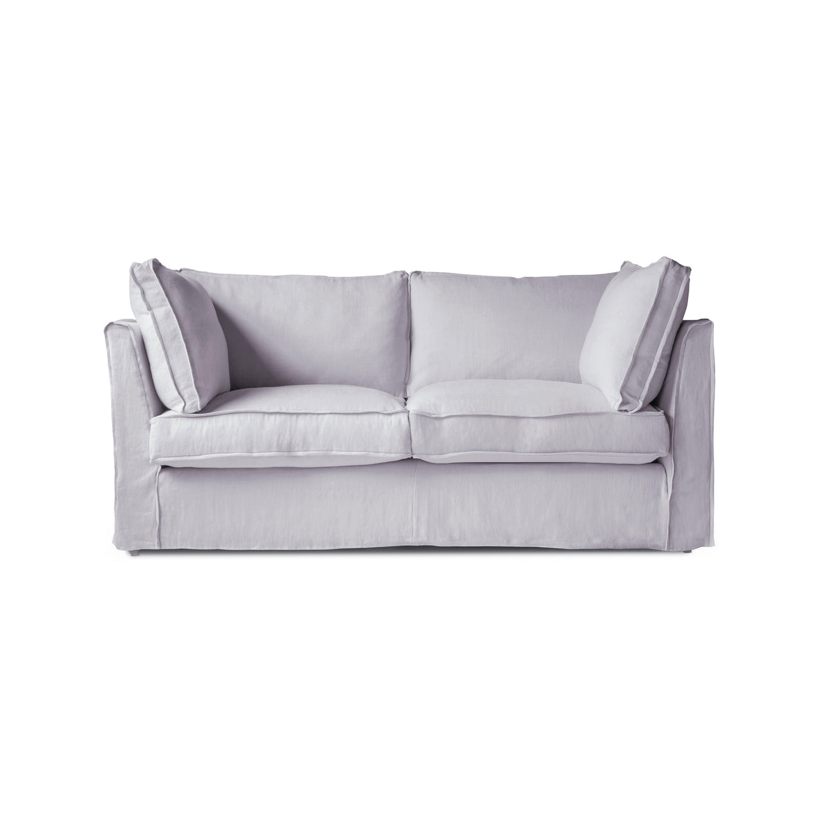 Coco 2.5 seater sofa with Self Piped Box Edge cushion in Cotton Linen Sea Salt - Hand Made in USA