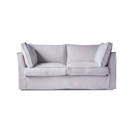 Coco 2.5 seater sofa with Self Piped Box Edge cushion in Cotton Linen Sea Salt - Hand Made in USA (Available for Quick Ship)