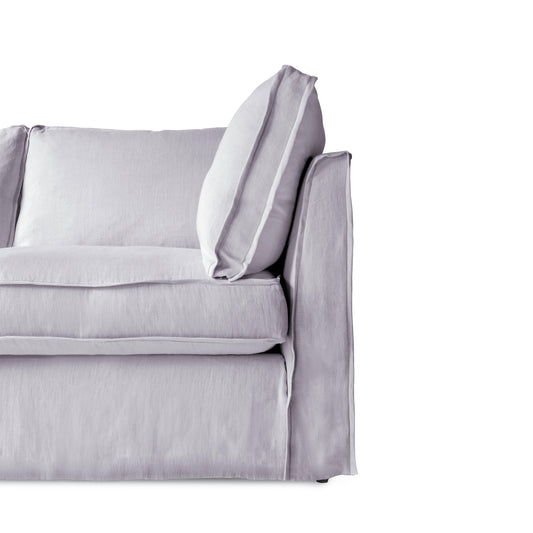 Coco 2.5 seater sofa with Self Piped Box Edge cushion in Cotton Linen Sea Salt - Hand Made in USA (Available for Quick Ship)