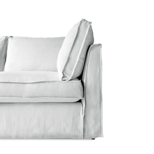 Coco 2.5 seater sofa with Self Piped Box Edge cushion in Cotton Linen Snow Drop - Hand Made in USA