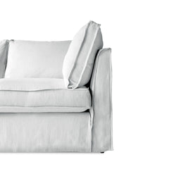 Coco 2.5 seater sofa with Self Piped Box Edge cushion in Cotton Linen Snow Drop - Hand Made in USA