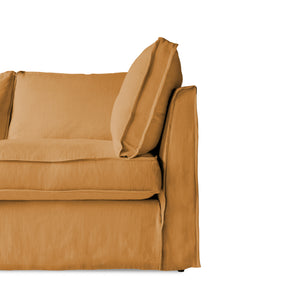 Coco 2.5 seater sofa with Self Piped Box Edge cushion in Cotton Linen Sunflower - Hand Made in USA