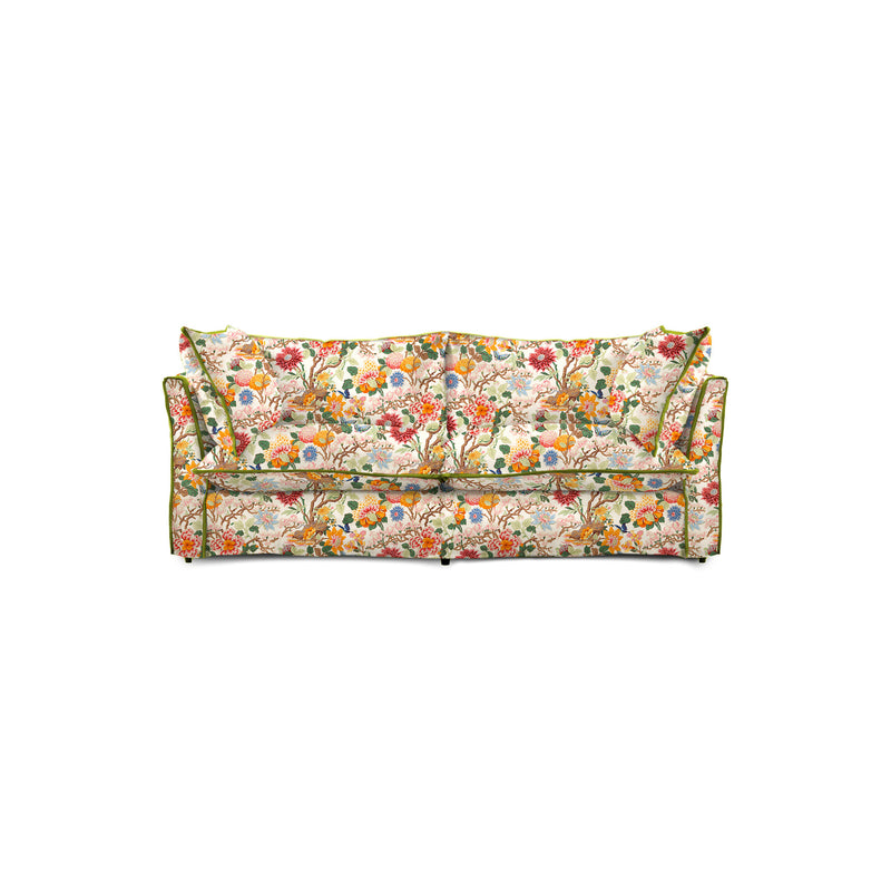 Coco 2.5 seater sofa with Contrast Welt Knife Edge cushion in GP & J Baker Magnolia Cream Blue - Hand Made in USA