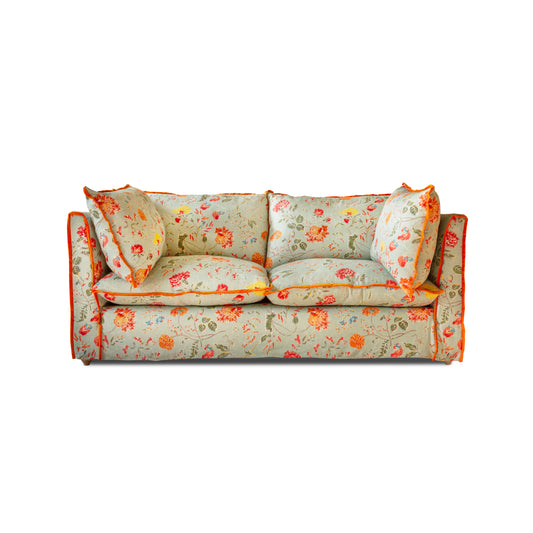 Coco 2.5 seater sofa with Contrast Welt Knife Edge cushion in Andrew Martin Wildwood Duck Egg  - Hand Made in USA
