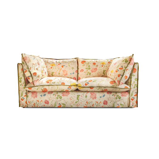 Coco 2.5 seater sofa with Contrast Welt Knife Edge cushion in Andrew Martin Wildwood Ivory  - Hand Made in USA