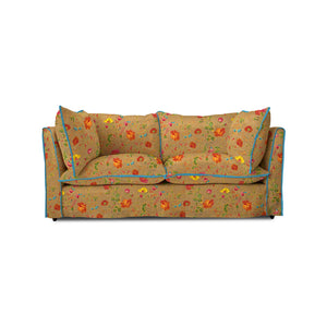 Coco 2.5 seater sofa with Contrast Welt Knife Edge cushion in Andrew Martin Wildwood Twig  - Hand Made in USA
