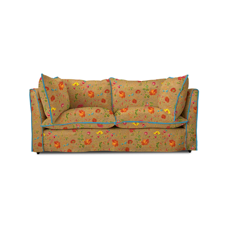 Coco 2.5 seater sofa with Contrast Welt Knife Edge cushion in Andrew Martin Wildwood Twig  - Hand Made in USA