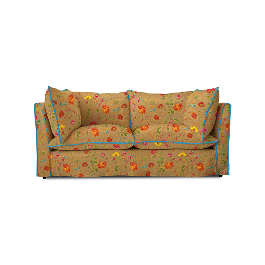 Coco 2.5 seater sofa with Contrast Welt Knife Edge cushion in Andrew Martin Wildwood Twig  - Hand Made in USA