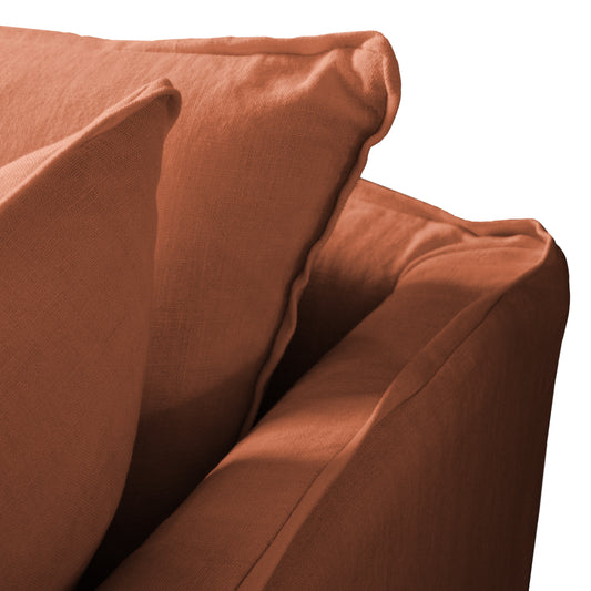 Coco 2.5 seater sofa with Knife Edge cushion in Cayenne Linen - Hand Made in USA