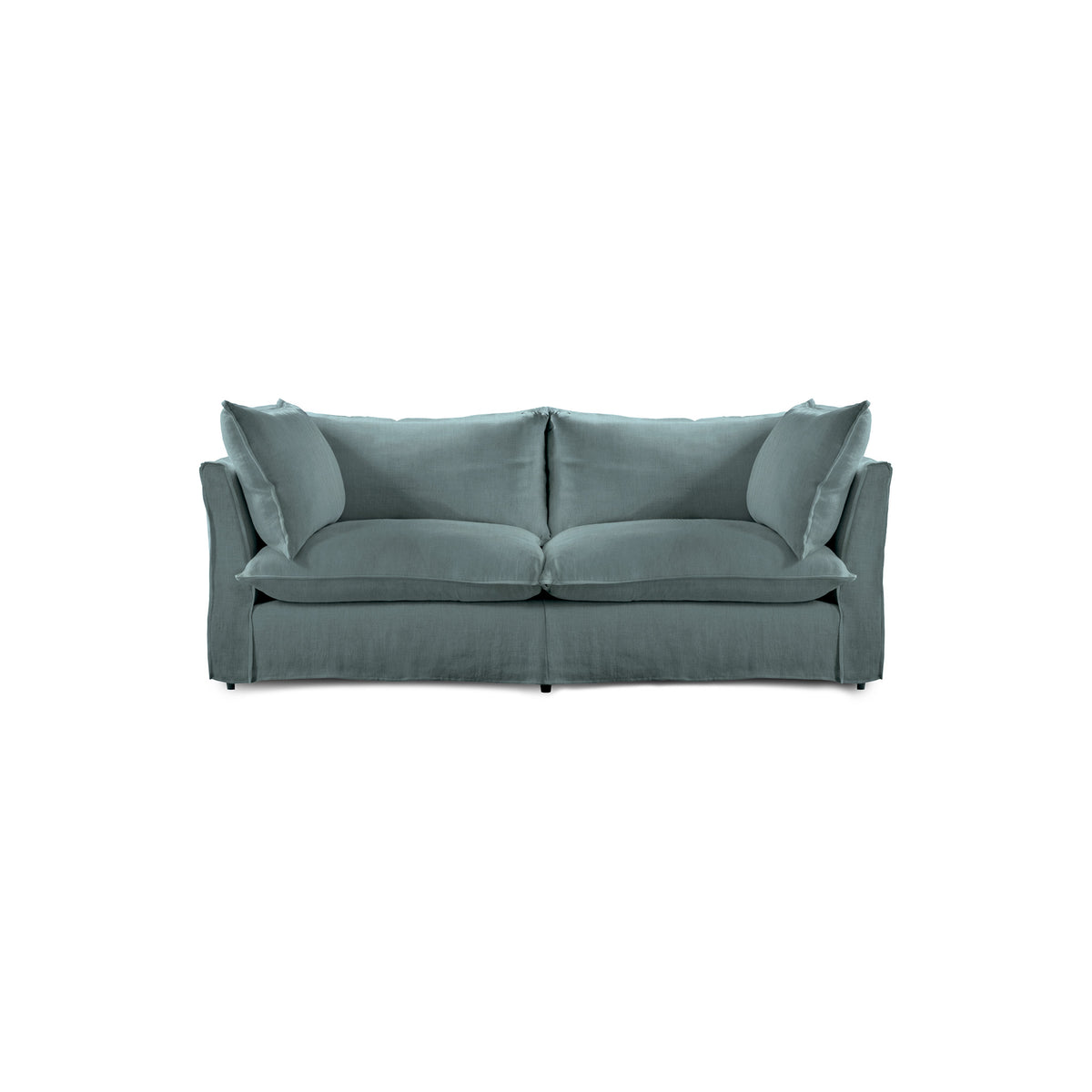 Coco 2.5 seater sofa with Knife Edge cushion in Cerulean Linen - Hand Made in USA