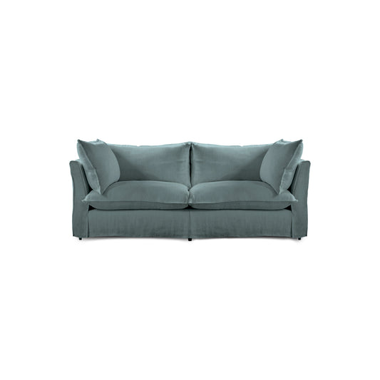 Coco 2.5 seater sofa with Knife Edge cushion in Cerulean Linen - Hand Made in USA