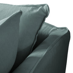 Coco 2.5 seater sofa with Knife Edge cushion in Cerulean Linen - Hand Made in USA