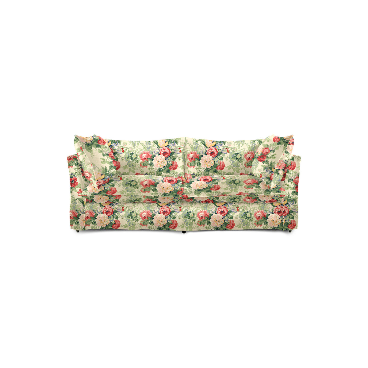 Coco 2.5 seater sofa with Knife Edge cushion in English Garden Classic Rose  - Hand Made in USA