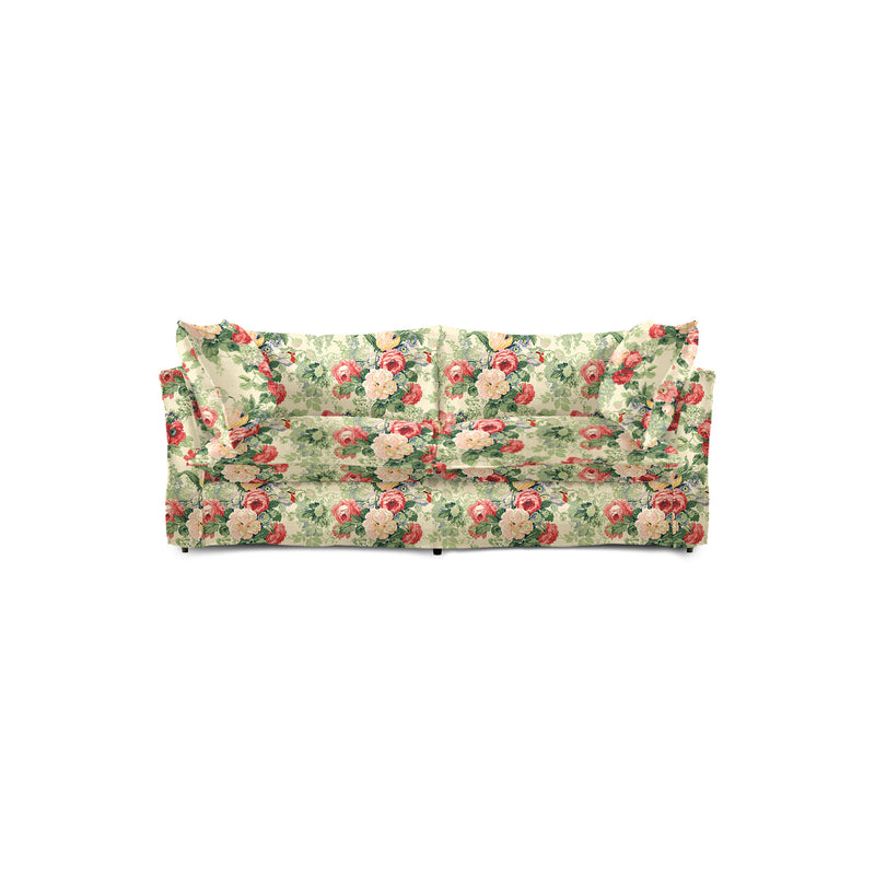 Coco 2.5 seater sofa with Knife Edge cushion in English Garden Classic Rose  - Hand Made in USA