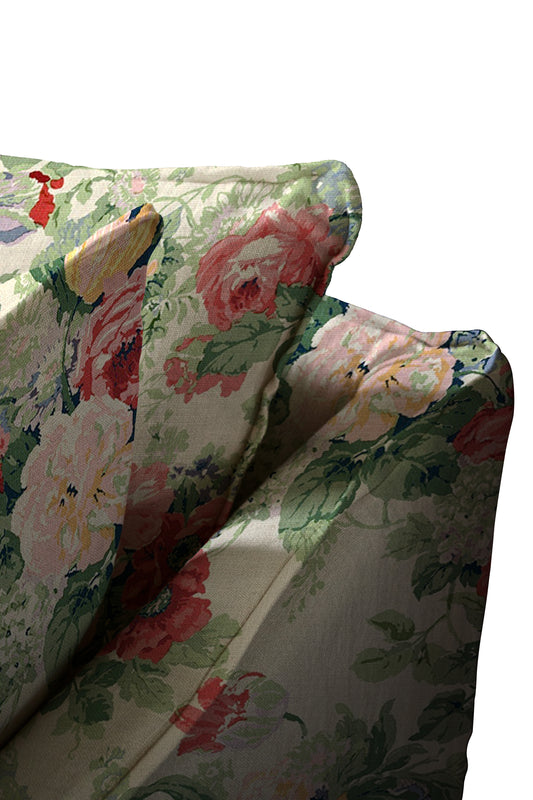 Coco 2.5 seater sofa with Knife Edge cushion in English Garden Classic Rose  - Hand Made in USA