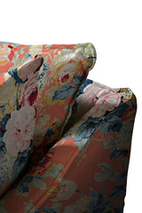 Coco 2.5 seater sofa with Knife Edge cushion in English Garden Coral Orange  - Hand Made in USA