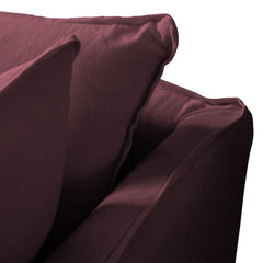 Coco 2.5 seater sofa with Knife Edge cushion in Damson Linen - Hand Made in USA