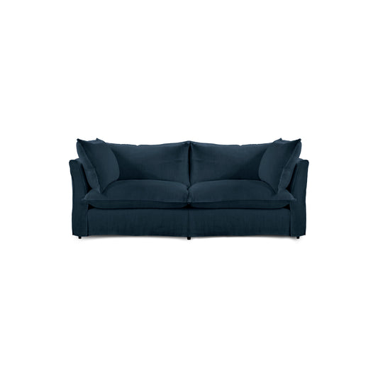 Coco 2.5 seater sofa with Knife Edge cushion in Indigo Linen - Hand Made in USA