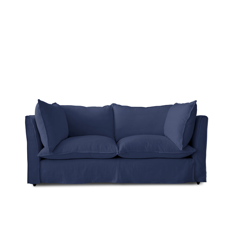 Coco 2.5 seater sofa with Self Piped Knife Edge cushion in Cotton Linen Inkspot - Hand Made in USA