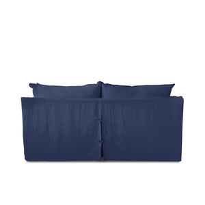 Coco 2.5 seater sofa with Self Piped Knife Edge cushion in Cotton Linen Inkspot - Hand Made in USA