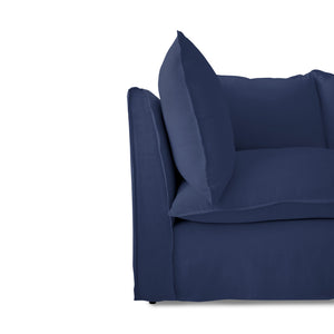 Coco 2.5 seater sofa with Self Piped Knife Edge cushion in Cotton Linen Inkspot - Hand Made in USA