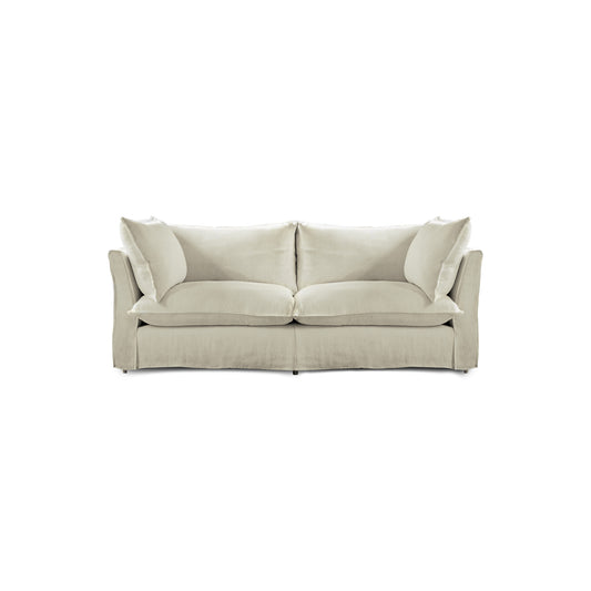 Coco 2.5 seater sofa with Knife Edge cushion in Ivory Linen - Hand Made in USA