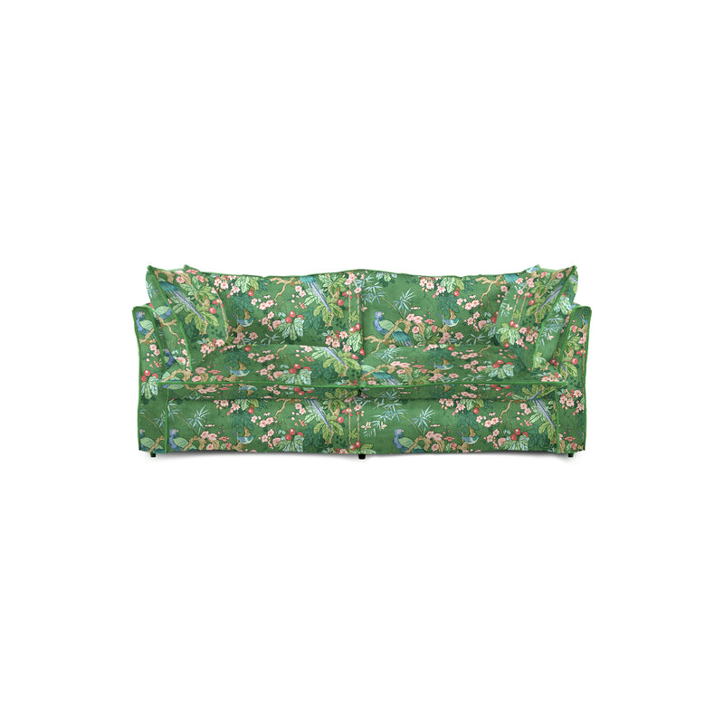 Coco 2.5 seater sofa with Knife Edge cushion in Belleville Juniper with Velvet Trim - Hand Made in USA