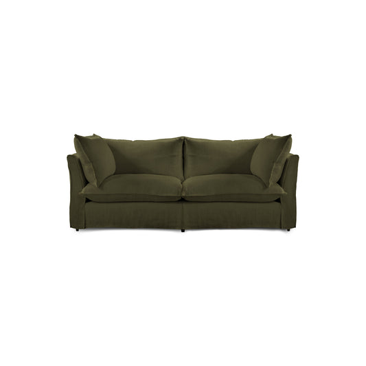 Coco 2.5 seater sofa with Knife Edge cushion in Khaki Linen - Hand Made in USA