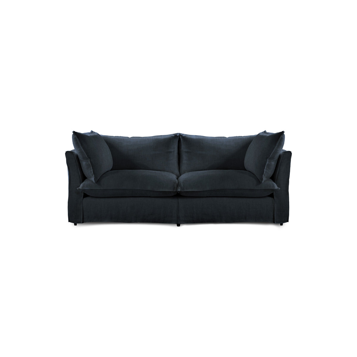 Coco 2.5 seater sofa with Knife Edge cushion in Midnight Linen - Hand Made in USA
