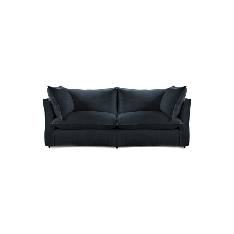 Coco 2.5 seater sofa with Knife Edge cushion in Midnight Linen - Hand Made in USA