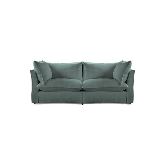 Coco 2.5 seater sofa with Knife Edge cushion in Mineral Linen - Hand Made in USA