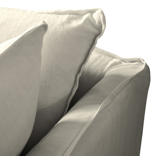 Coco 2.5 seater sofa with Knife Edge cushion in Pearl Grey Linen - Hand Made in USA