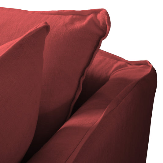 Coco 2.5 seater sofa with Knife Edge cushion in Rouge Linen - Hand Made in USA