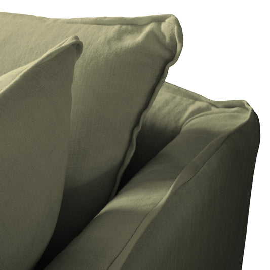 Coco 2.5 seater sofa with Knife Edge cushion in Sage Linen - Hand Made in USA