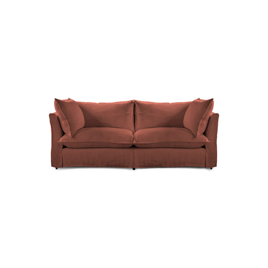 Coco 2.5 seater sofa with Knife Edge cushion in Sweet Briar Linen - Hand Made in USA