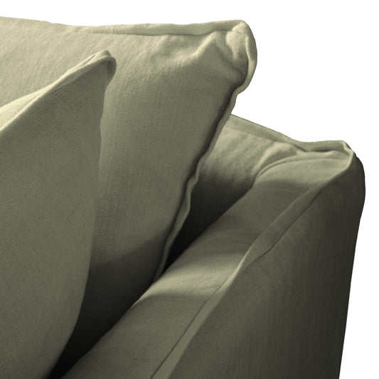 Coco 2.5 seater sofa with Knife Edge cushion in Taupe Linen - Hand Made in USA