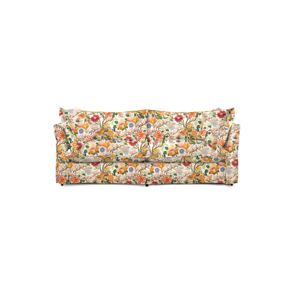Coco 2.5 seater sofa with Self Piped Knife Edge cushion in GP & J Baker Magnolia Cream Blue - Hand Made in USA
