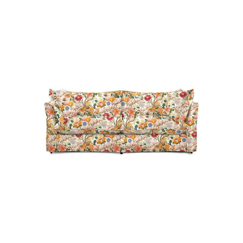 Coco 2.5 seater sofa with Self Piped Knife Edge cushion in GP & J Baker Magnolia Cream Blue - Hand Made in USA