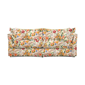 Coco 2.5 seater sleeper sofa with Self Piped Knife Edge cushion in Magnolia Cream Blue  - Hand Made in USA