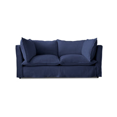 Coco 2.5 seater sofa bed with Self Piped Knife Edge cushion in Cotton Linen Inkspot  - Hand Made in USA